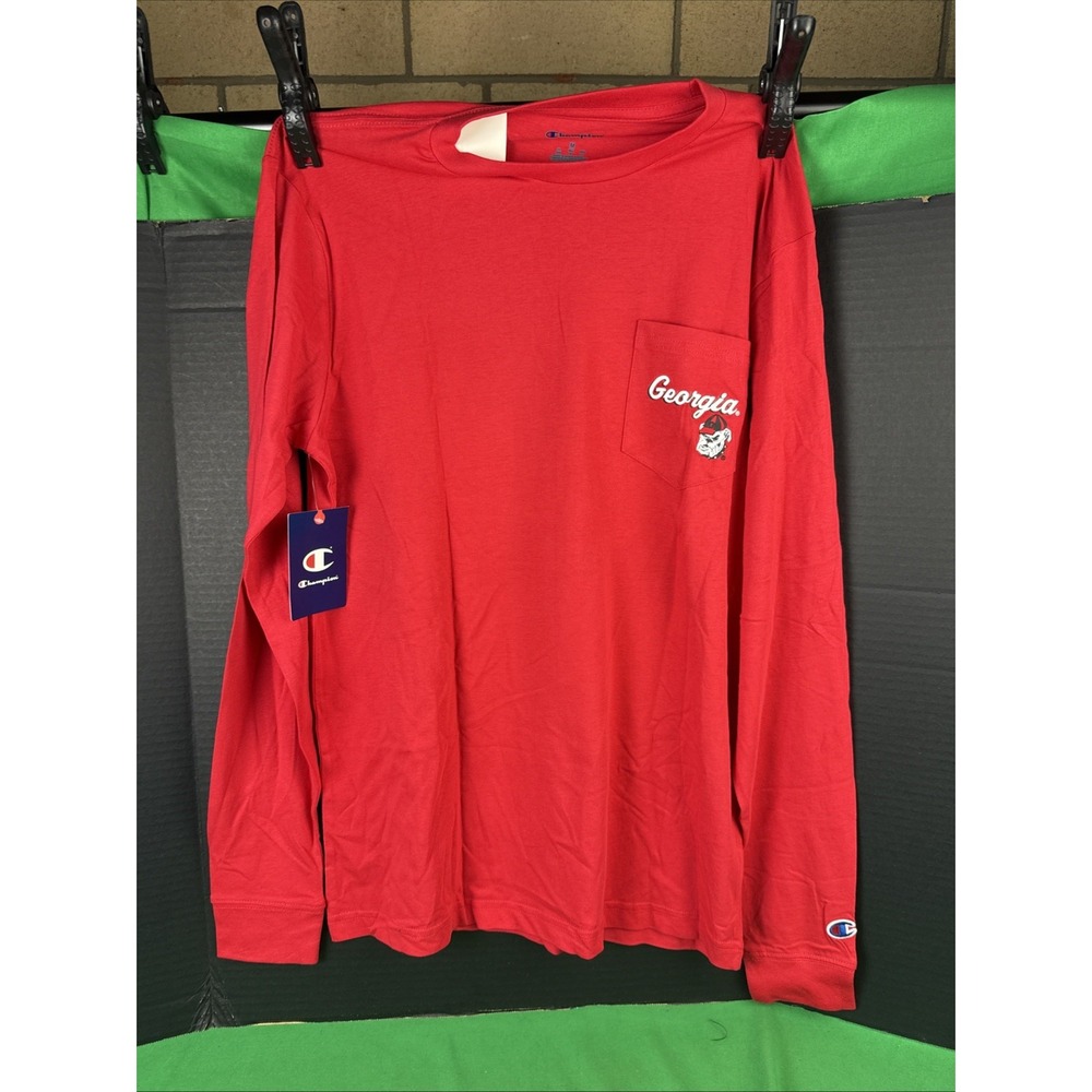 Champion Women's Georgia Bulldogs Long Sleeve Crewneck T-Shirt Size M Red